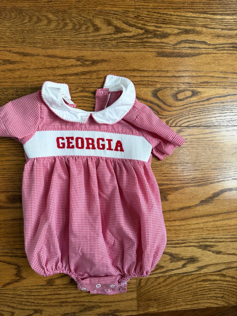Georgia Red Gingham Baby One-Piece Bodysuit with White Collar